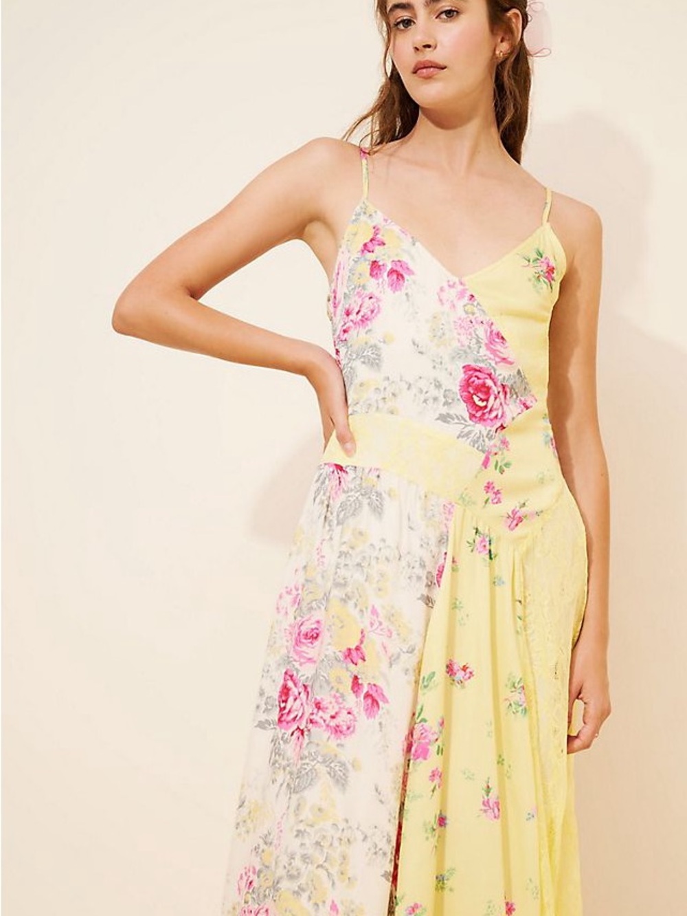 Anthropologie Yellow Floral Patchwork Midi Dress - Picture 2 of 12